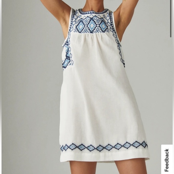 Lucky Brand Embroidered Dress Sleeveless white Casual Boho Casual Comfort  small - Picture 1 of 9